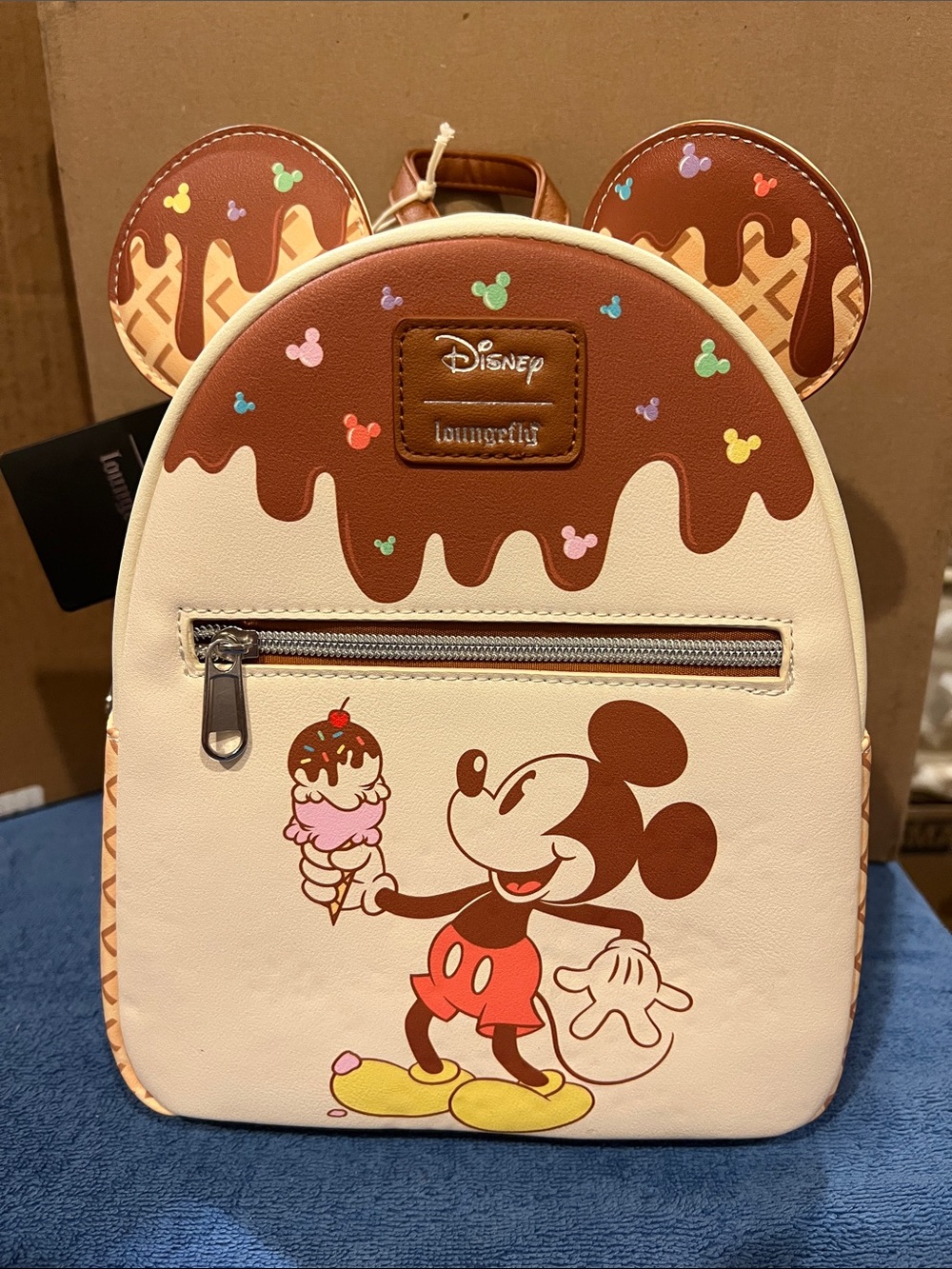 Disney Loungefly Kids Cream & Brown Mickey Ice Cream Mini Backpack